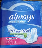 ALWAYS COOL & DRY 8 PADS