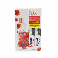 LUX ROMANTIC HIBISCUS BODY WASH250ML+2 FREE TOOTHPASTE SIGNALCHARCOAL25GM
