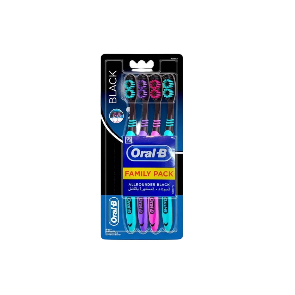 Oral-B Black Round Medium Toothbrush 4 Pieces
