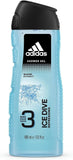 ADIDAS ICE DIVE 3 IN 1 BODY, HAIR & FACE SHOWER GEL 400ML