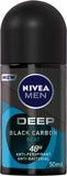 NIVEA MEN DEEP BLACK CARBON BEAT ANTIPERSPIRANT ROLL-ON FOR MEN 50ML