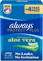 ALWAYS PROTECT PLUS ALOE VERA MAXI THICK EXTRA LONG 24 PADS + 4 FREE PADS