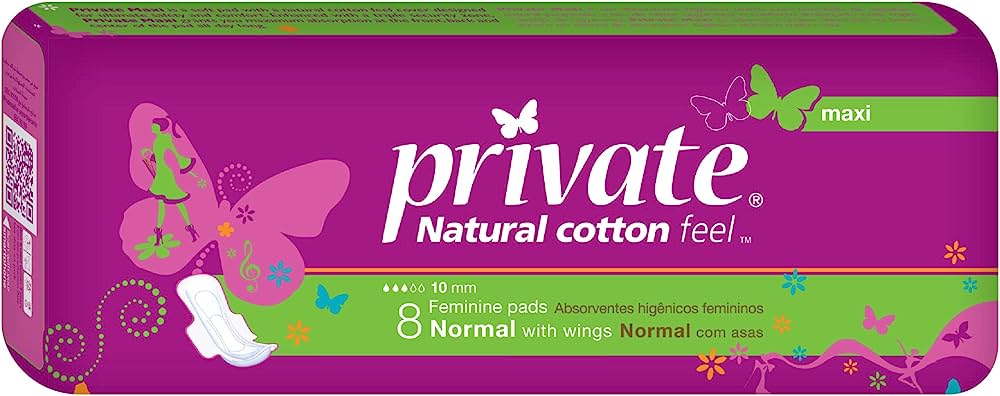PRIVATE MAXI NATURAL COTTON 8 PADS NORMAL