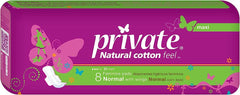 PRIVATE MAXI NATURAL COTTON 8 PADS NORMAL