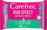 CAREFREE DUO EFFECT INTIMATE WIPES WITH GREEN TEA AND ALOE VERA