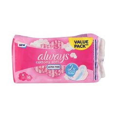 ALWAYS COTTONY SOFT ULTRA THIN LARGE WINGS 16 PADS