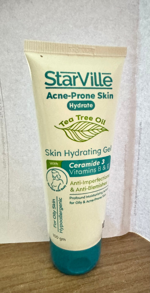 STARVILLE ACNE PRONE TEA TREE OIL HYDRATING GEL WITH CERAMIDE 3 VIT B&E FOR OILY  SKIN