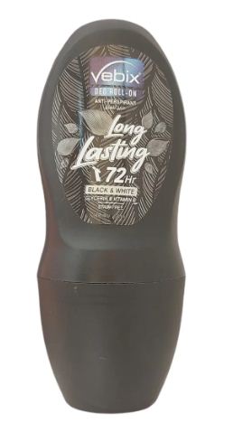 Vebix Roll On Deodorant for Black & White Clothes For Men 50ml