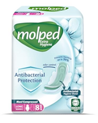 MOLPED ANTIBACTERIAL PROTECTION MAXI COMPRESSED LONG 8PADS