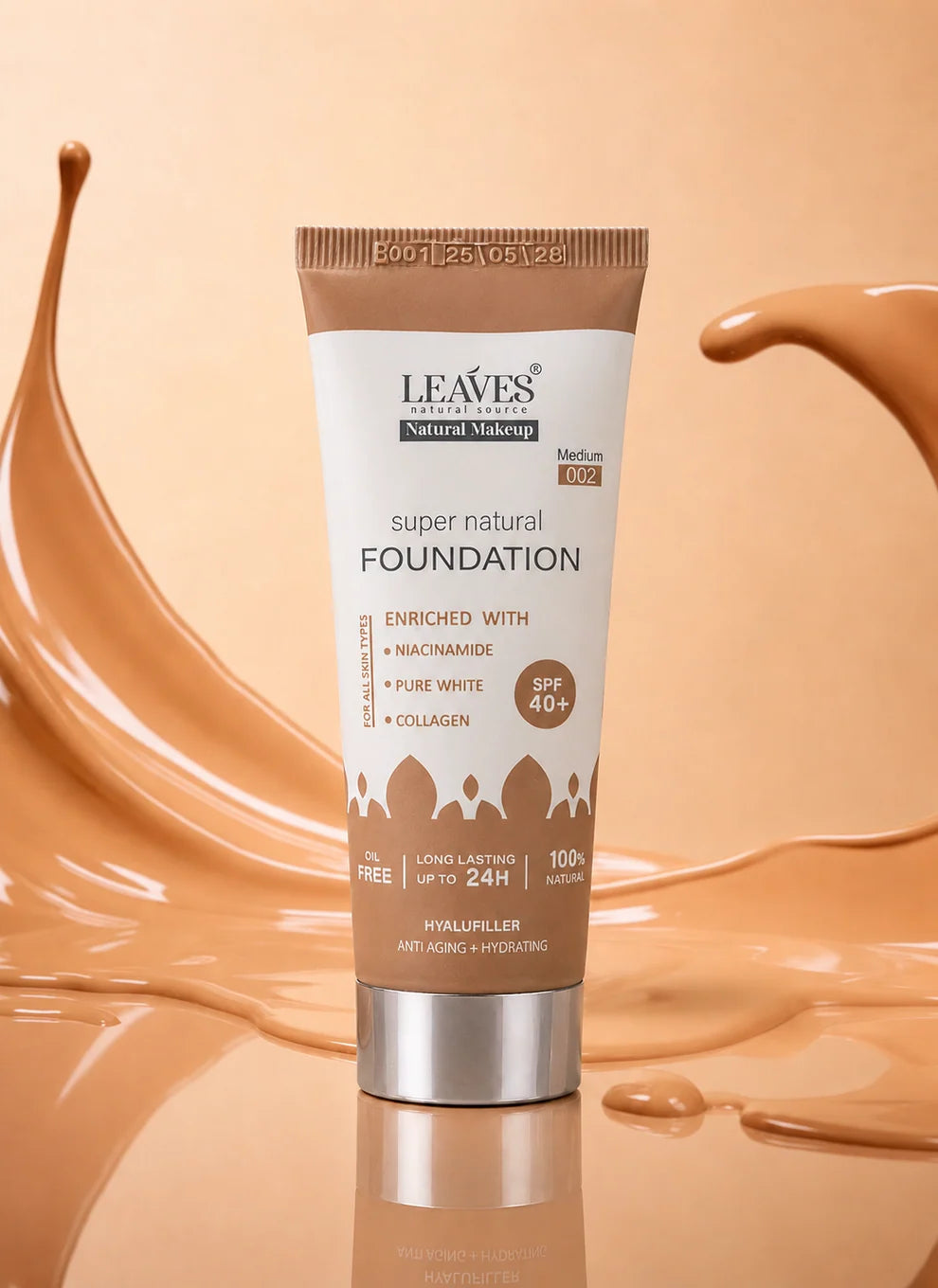 LEAVES Foundation Super Natural Grade (002 MEDIUM Dark Beige)