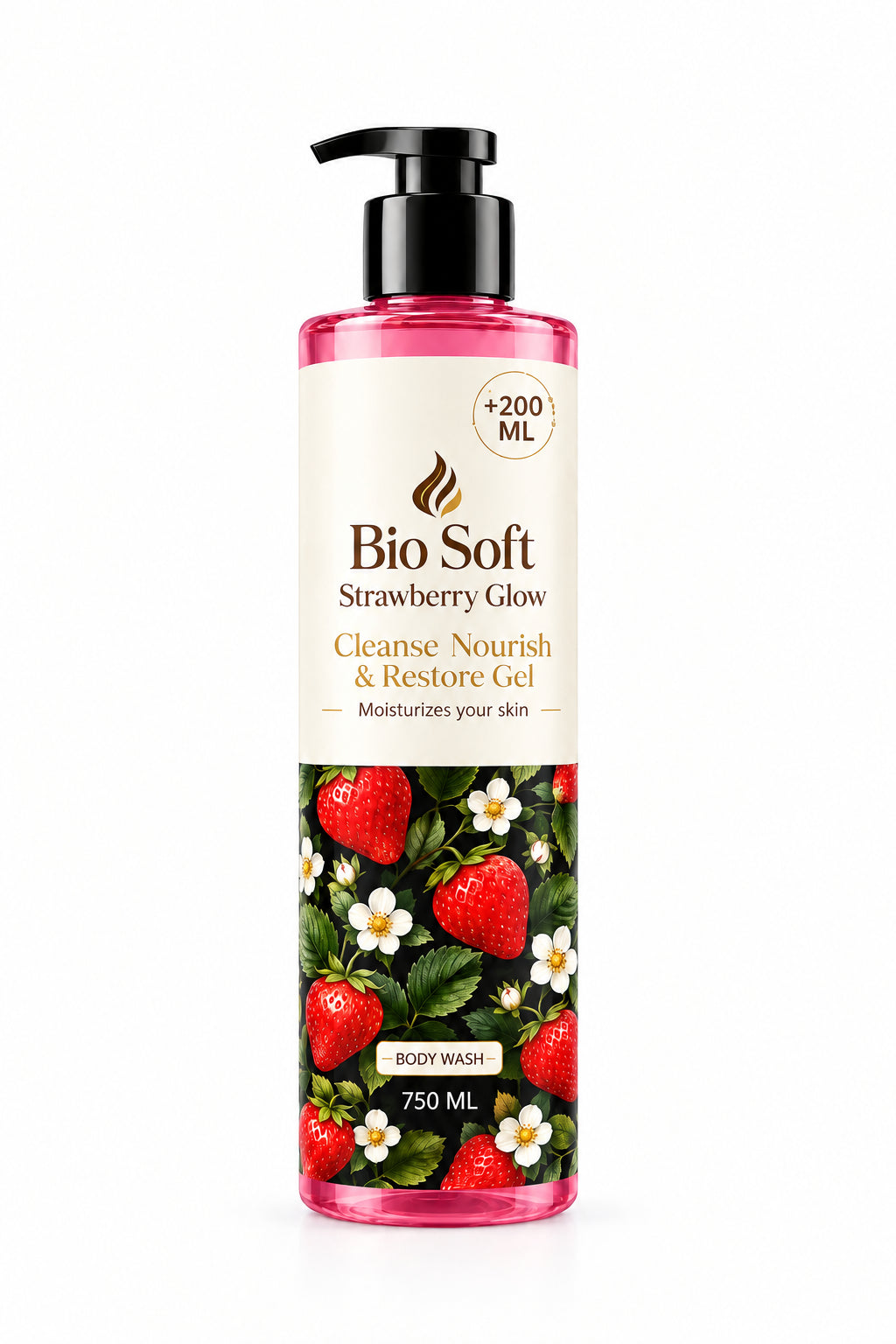 BIO SOFT STRAWBERRY GLOW SHOWER GEL 750ML+200ML