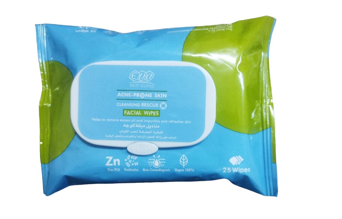EVA SKIN CLINIC ACNE-PRONE SKIN FACIAL WIPES 25 WIPES