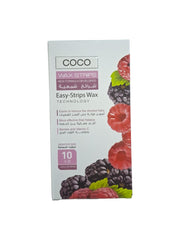COCO WAX STRIPS BERRIES FOR SENSITIVE SKIN 10 WAX STRIPS