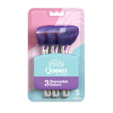 QUEEN 5 BLADES 3 DISPOSABLE RAZORS Q0893XL