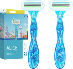 Alice Razor For Women Set Of 2 Body Shavers Blue For Oily Skin As-303 - ماكينة حلاقة وشفرات أليس