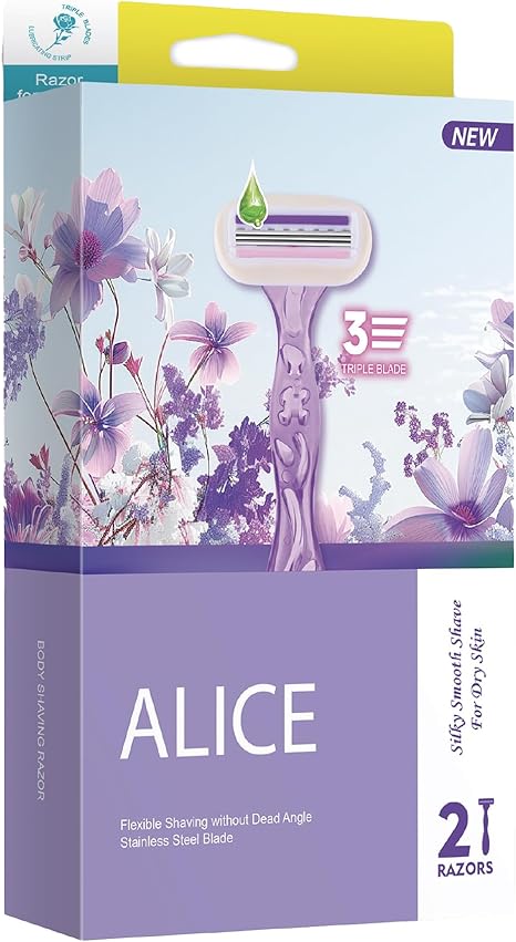 Alice Razor for Women Set of 2 Body Shavers Purple For Dry Skin as-304 - Anwar Store