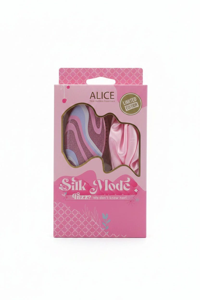 ALICE SILK MODE HAIRBRUSH+SATIN BONNET (PINK) - Anwar Store