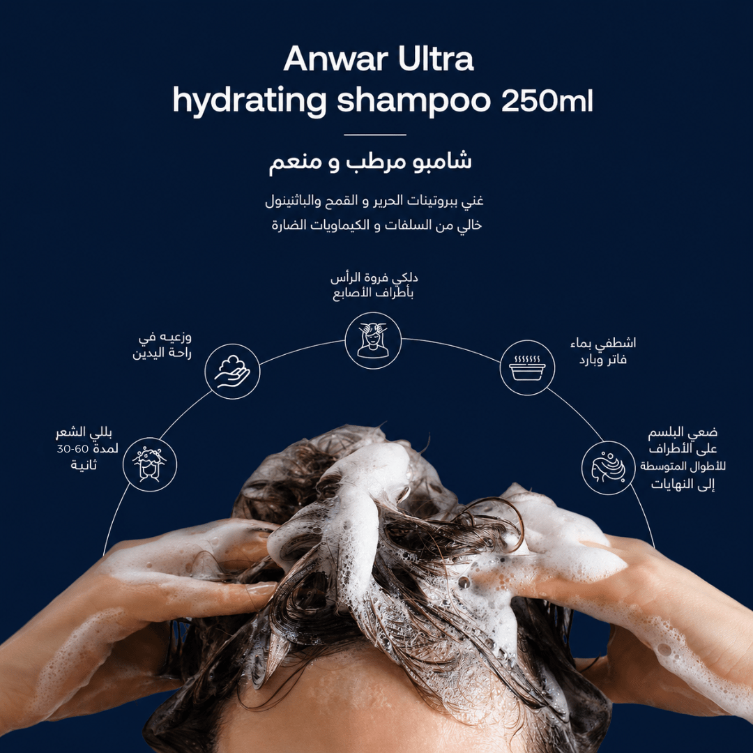 Anwar Ultra Hydrating Shampoo 250 ml | شامبو أنور المرطب ببروتين الحرير 250 مل - Anwar Store