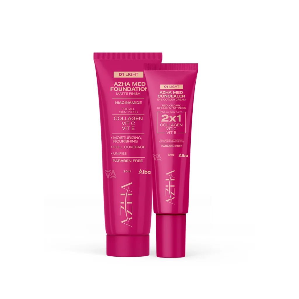 AZHA FOUNDATION 01 LIGHT 25ML + AZHA CONCEALER 01 LIGHT 12ML OFFER - Anwar Store