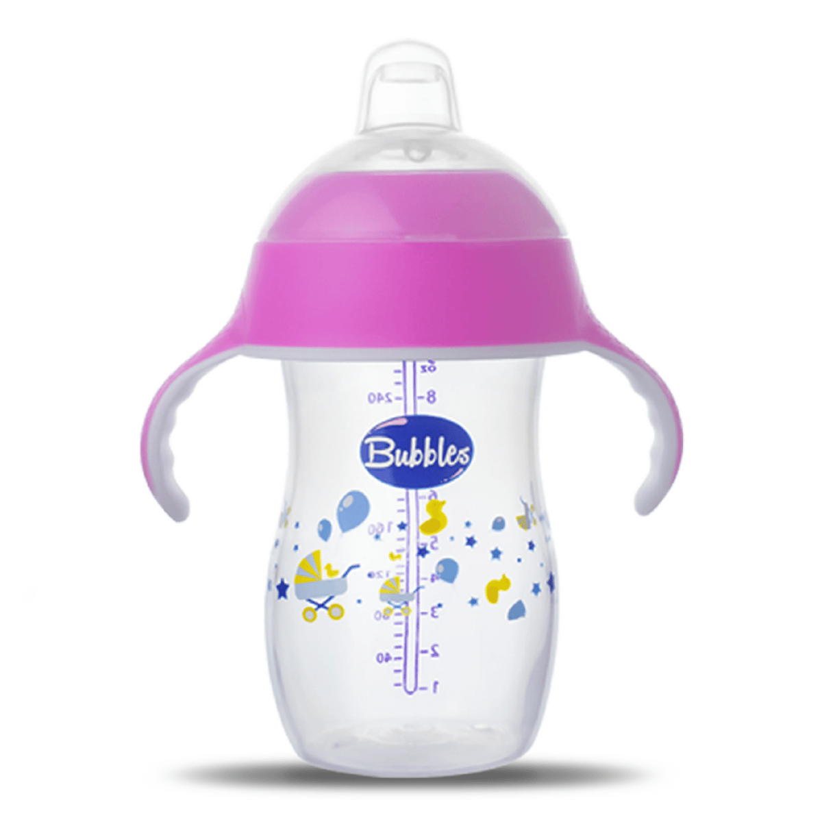 BUBBLES CUP 2 IN 1 FOR DRINKING AND FEEDING 280 ML – PINK - Anwar Store