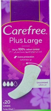 Carefree Plus Large Unscented 20 Liners Extra Protection - فوط صحية Carefree