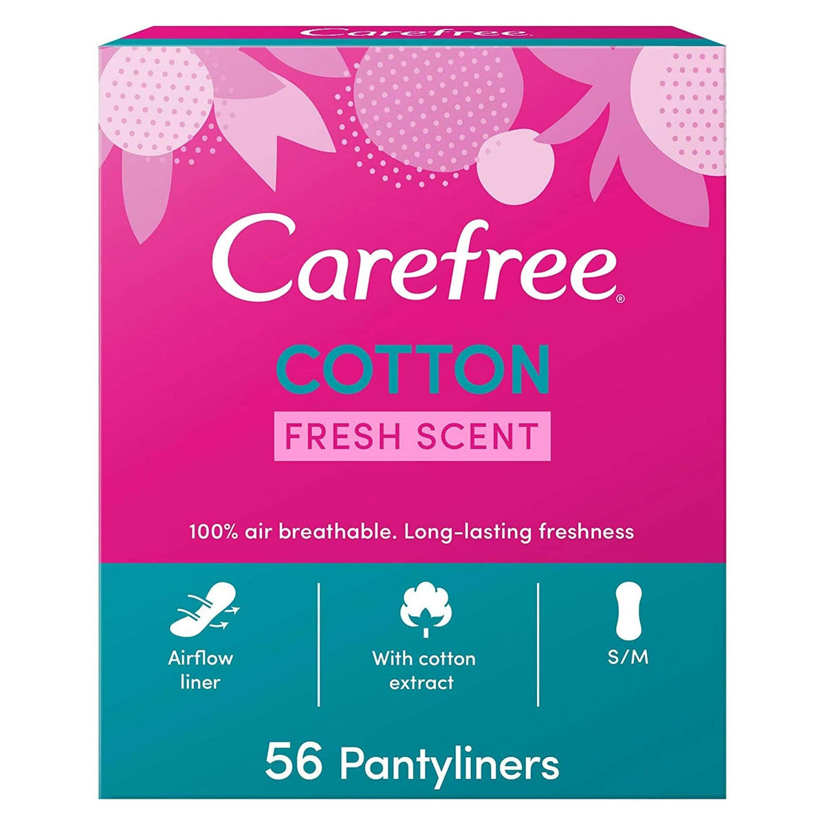 Carefree S/M Cotton Feel With Fresh Scent 56 Panty Liner - Anwar Store