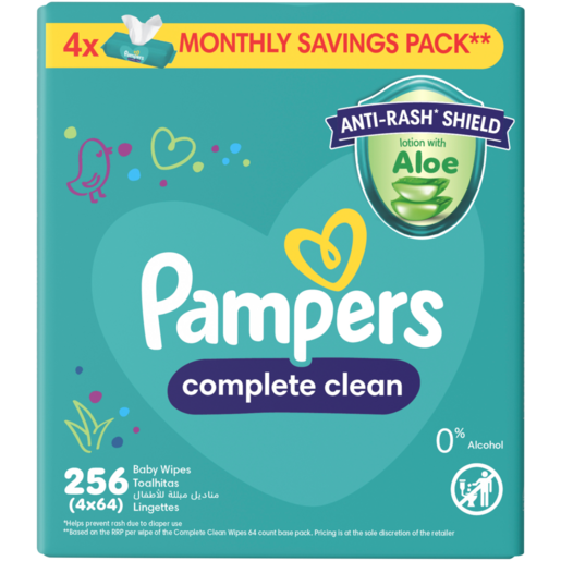 PAMPERS COMPLETE CLEAN 256 BABY WIPES (4*64)