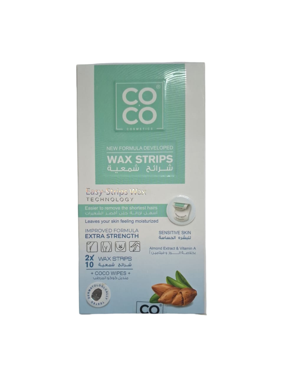 COCO WAX STRIPS ALMOND FOR SENSITIVE SKIN 10 WAX STRIPS - Anwar Store
