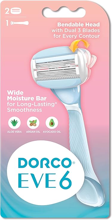 DORCO EVE 6 SYSTEM RAZOR 6 BLADES - (1 Handle+2 Heads) - WOMEN - Anwar Store