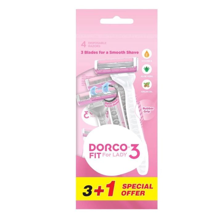 DORCO FIT 3 FOR LADY 4 DISPOSABLE RAZORS - Anwar Store