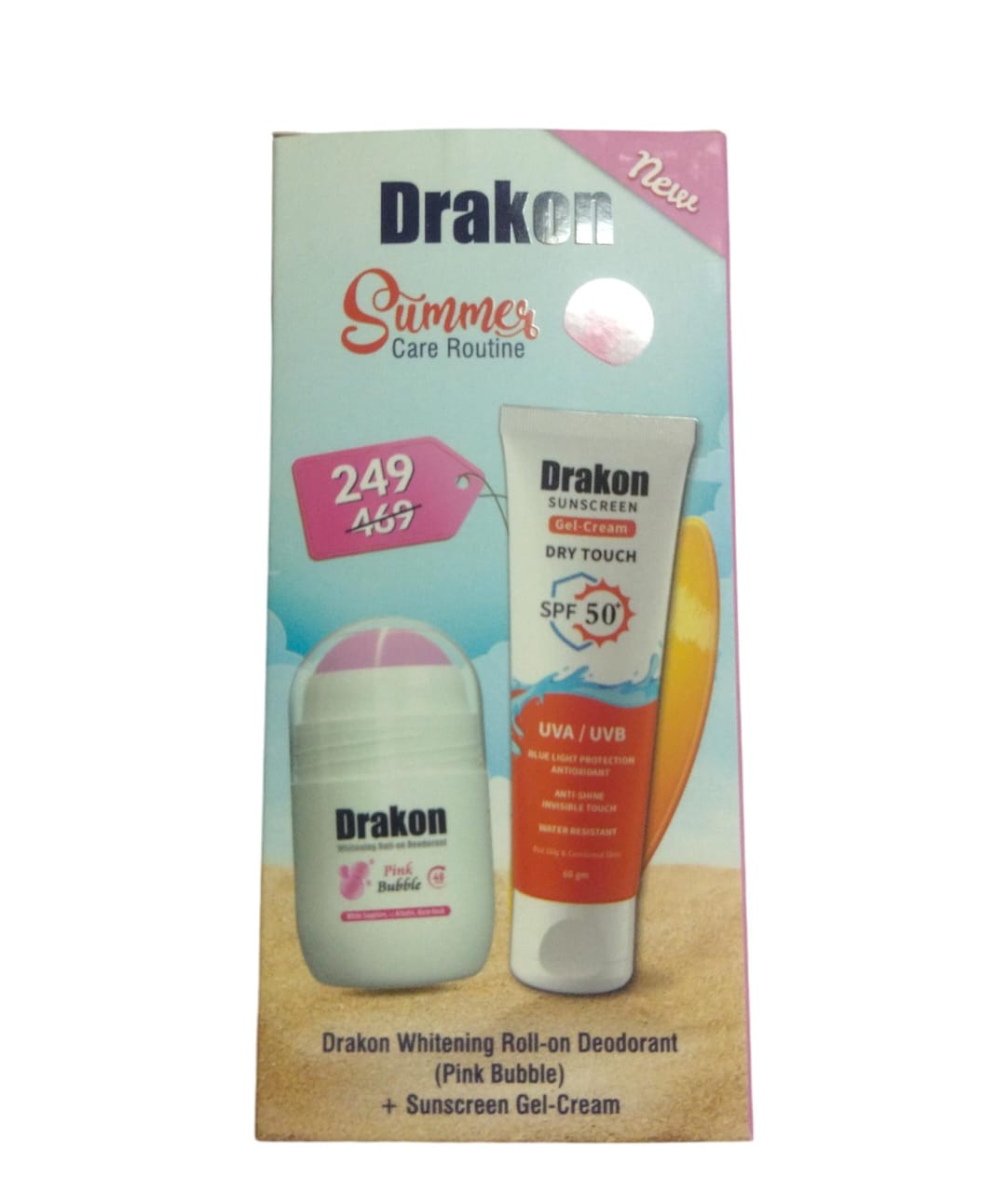 DRAKON SUMMER CARE ROUTINE (ROLL ON+ SUN SCREEN SPF50+ 60GM) OFFER - Anwar Store