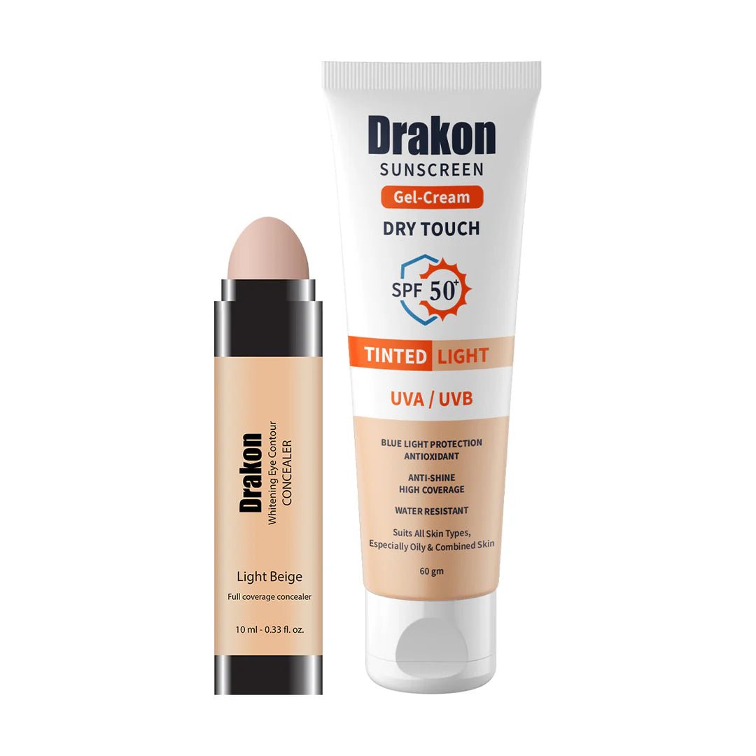 Drakon Whitening Eye Contour Concealer+Tinted Sunscreen Foundation SPF50+ (Light Shades) - Anwar Store