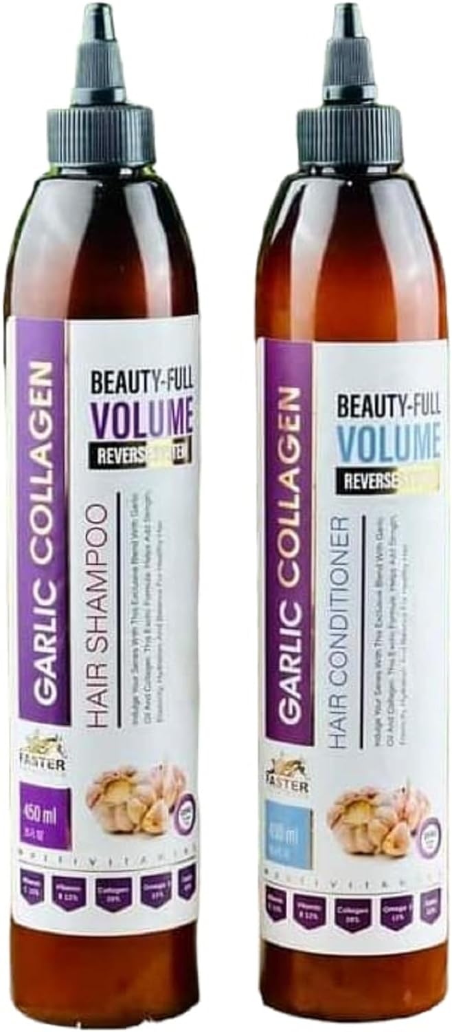 FASTER GARLIC SET HAIR LOSS TREATMENT 5 PIECES (SHAMPOO - CONDITIONER - SERUM - CONDITIONER CREAM AND AMPOULE ) - Anwar Store