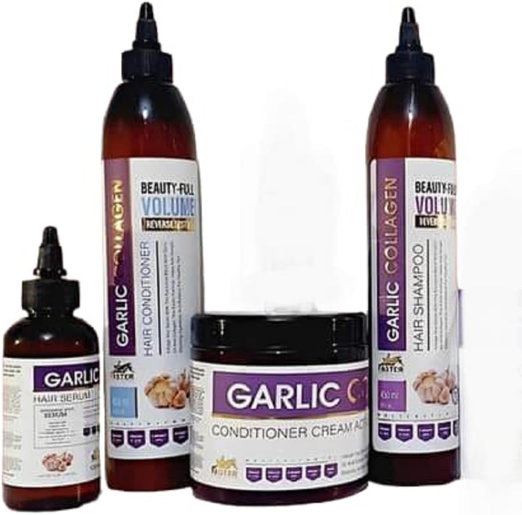 FASTER GARLIC SET HAIR LOSS TREATMENT 5 PIECES (SHAMPOO - CONDITIONER - SERUM - CONDITIONER CREAM AND AMPOULE ) - Anwar Store