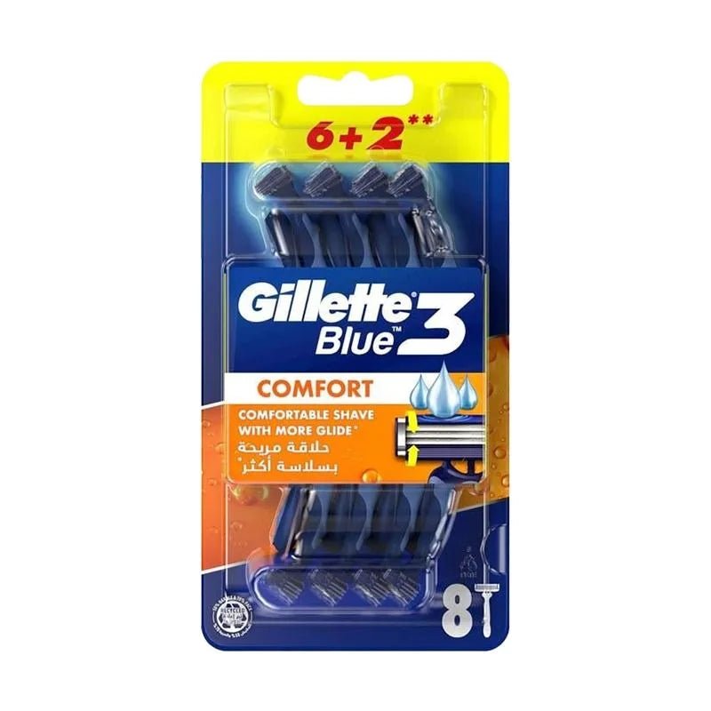 Gillette Blue3 Comfort Razors - 8 Pieces - ماكينة حلاقة وشفرات جيليت 8 قطعة