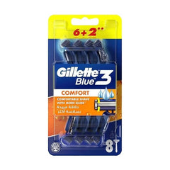 Gillette Blue3 Comfort Razors - 8 Pieces - ماكينة حلاقة وشفرات جيليت 8 قطعة