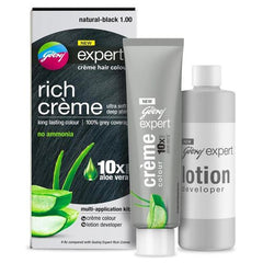Godrej Expert Rich Crème Hair Colour for Women & Men – NATURAL BLACK Shade 1.00 (50ml + 50g) - Anwar Store