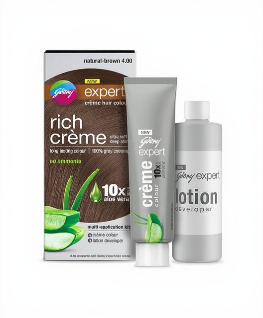 Godrej Expert Rich Crème Hair Colour for Women & Men – NATURAL BROWN Shade 4.00 (50ml + 50g) - Anwar Store