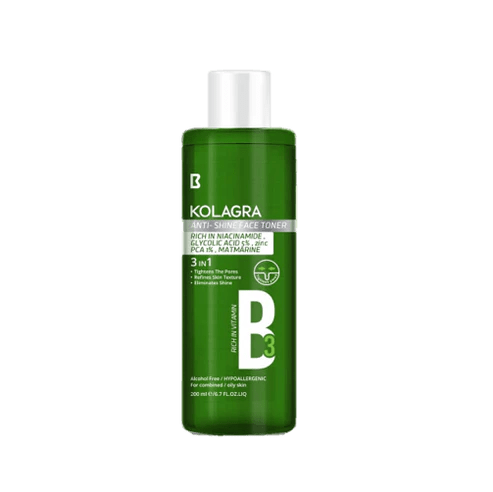 KOLAGRA ANTI SHINE FACE TONER 3 IN 1 200ML - Anwar Store