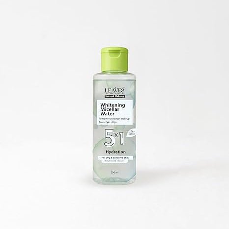 LEAVES NATURAL MAKEUP WHITENING MICELLAR WATER 5*1 FOR DRY&SENSITIVE SKIN 200ML - Anwar Store