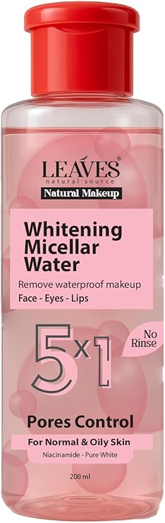 LEAVES NATURAL MAKEUP WHITENING MICELLAR WATER 5*1 FOR NORMAL OIL SKIN SKIN 200Ml - Anwar Store