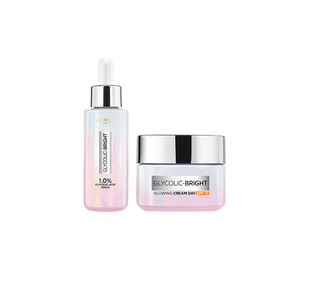 LOREAL GLYCOLIC-BRIGHT GLOWING SERUM 30ML + CREAM DAY 50ML SET - Anwar Store