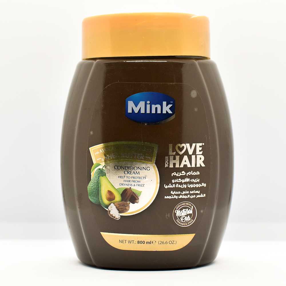 MINK LOVE YOUR HAIR CONDITIONING CREAM WITH AVOCADO-JOJOBA OILS AND SHEA BUTTER 800ML - Anwar Store