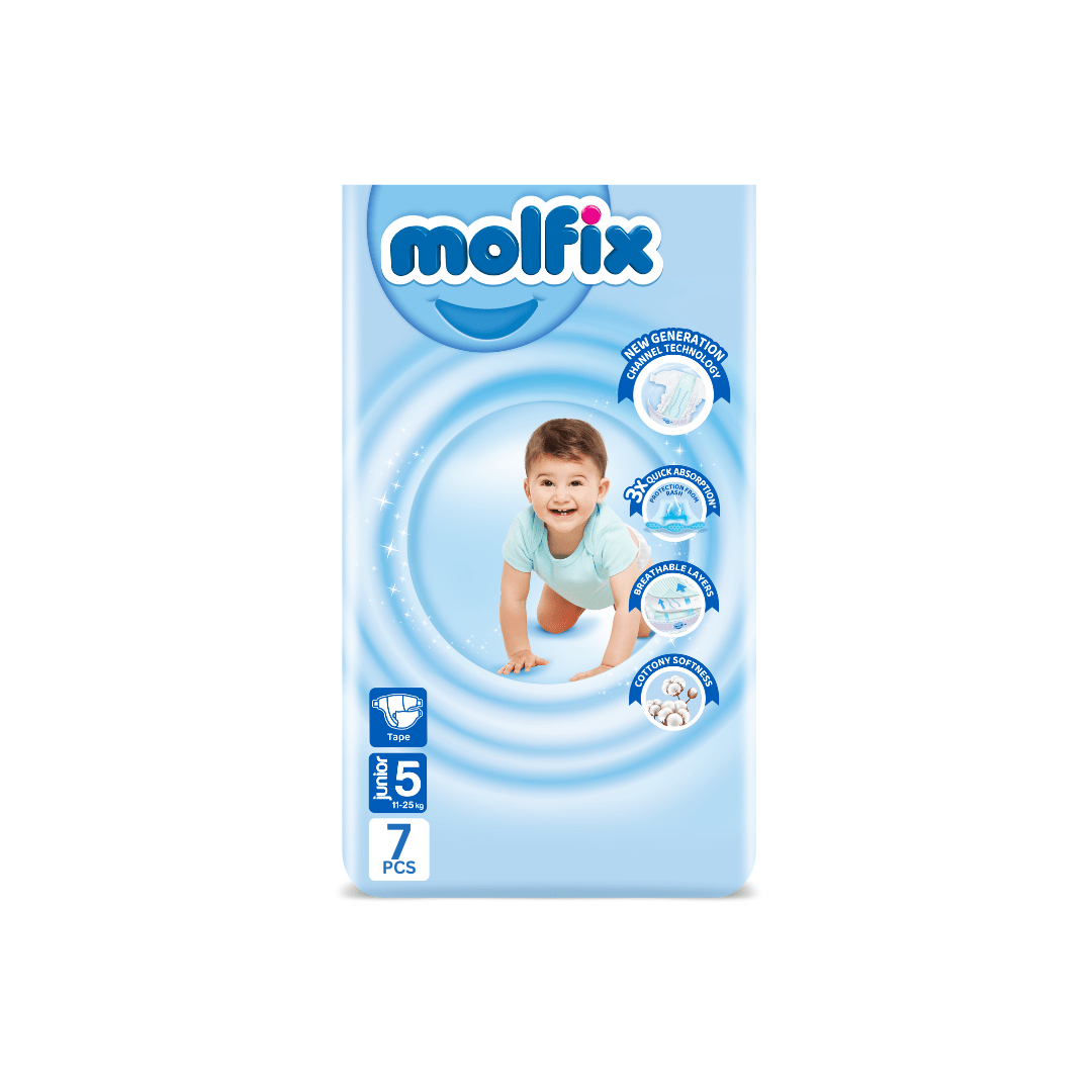 Molfix Egy 5 (11-25) 7pcs - حفاضات أطفال مولفكس 7 قطعة