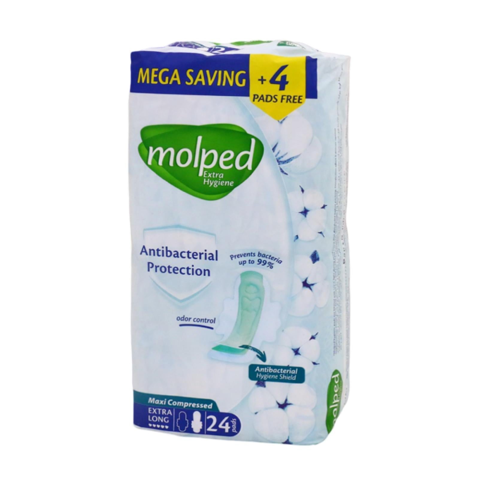 MOLPED ANTIBACTERIAL MAXI EXTRA LONG 24 PADS - Anwar Store