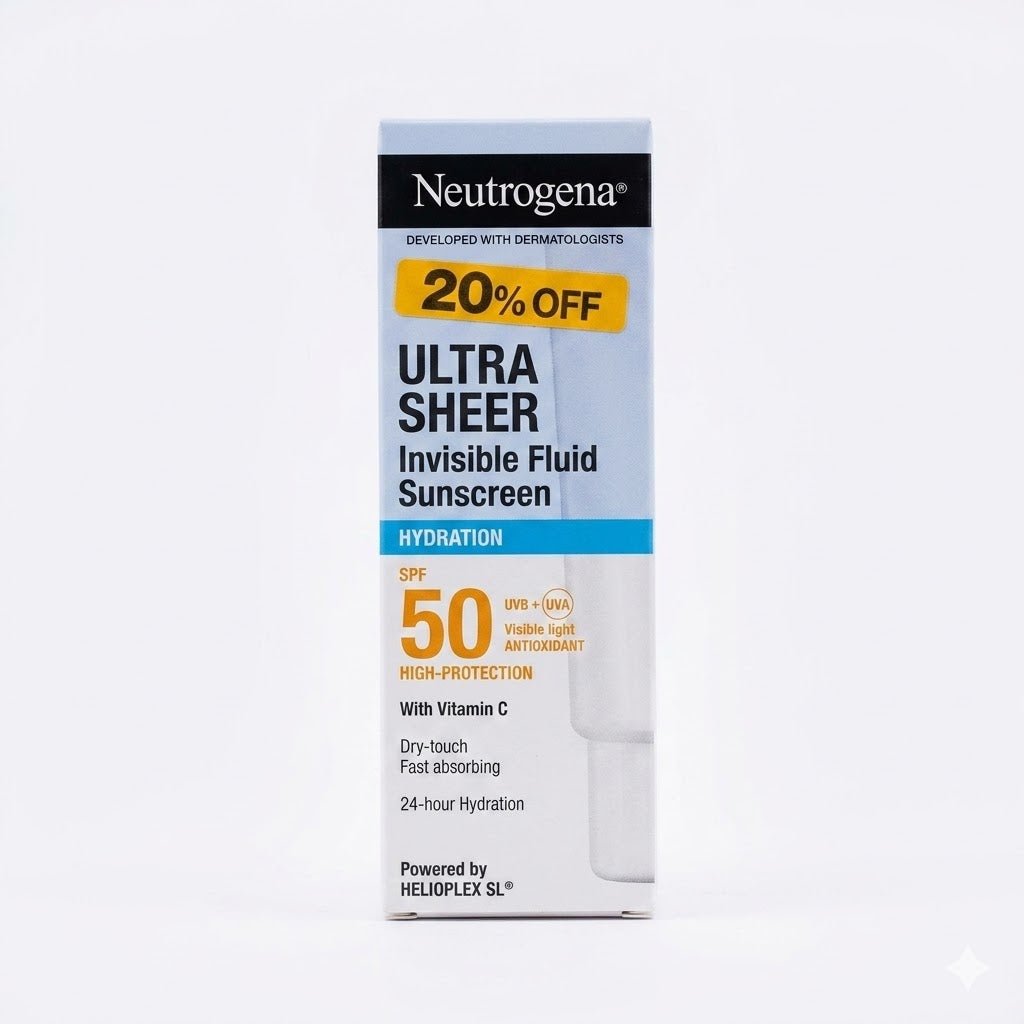 NEUTROGENA ULTRA SHEER INVISIBLE FLUID SUNSCREEN HYDRATION SPF50+ DRY-TOUCH 50ML 20% OFF - Anwar Store