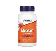 Now Biotin 5000 mcg 60 Veg Capsules - Anwar Store