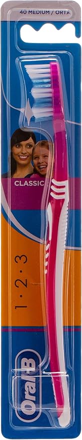 Oral-B 1.2.3 Classic Medium 40 Manual Toothbrush – Multi-Colored - Anwar Store