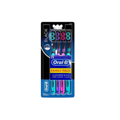 Oral-B Black Round Medium Toothbrush 4 Pieces - فرشاة أسنان أورال بي 4 قطعة