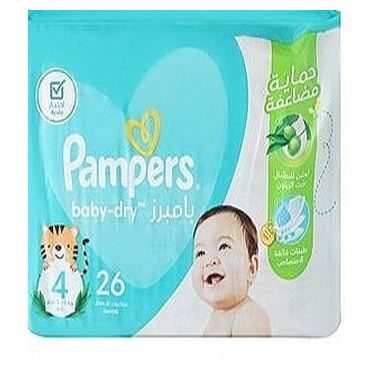 Pampers Baby Dry 4k 9-18kg 26 Diapers - حفاضات أطفال بامبرز 18 كجم